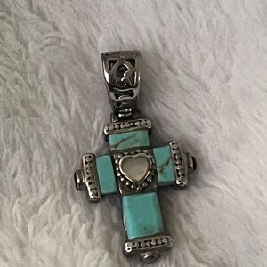 Turquoise Silver Cross Pendant